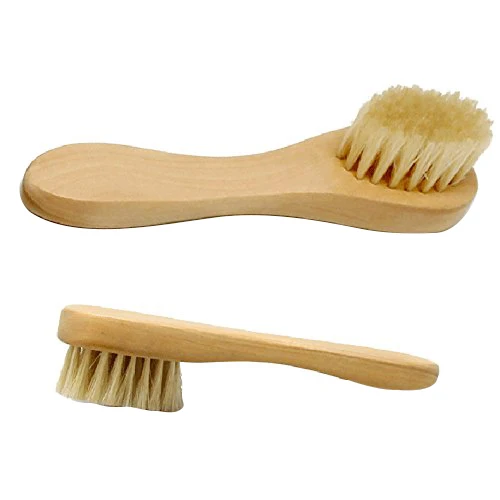 UESH Wooden Handled Boar Bristle Brush Face Brush Natural Bristle Wood