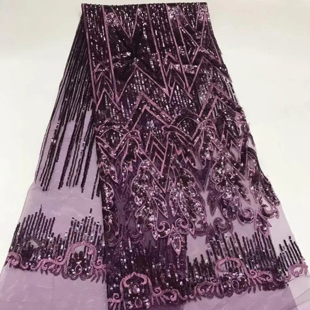 

African French lace fabric 2019 high quality embroidered sequins lace Nigerian lace for wedding dress RFJUL222