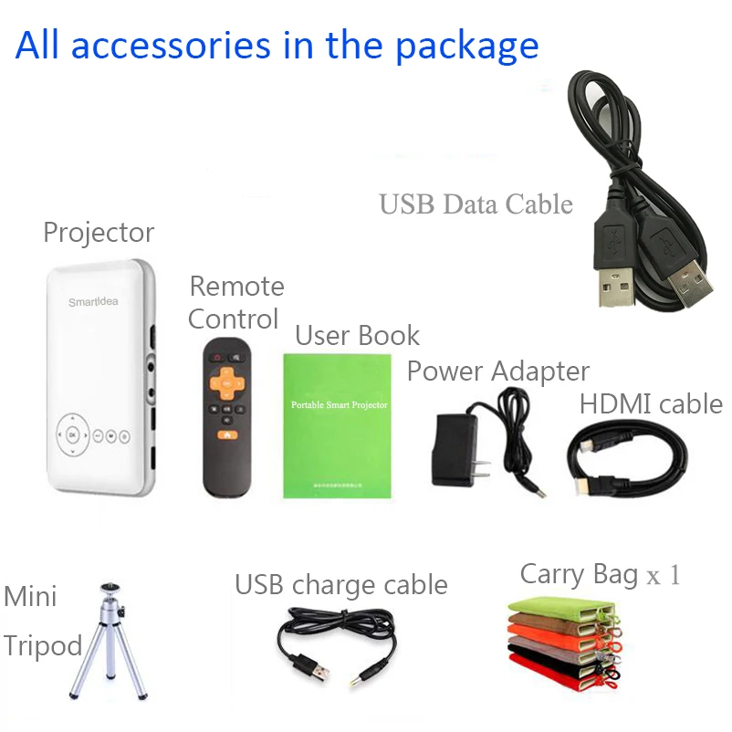 Светодиодный мини проектор SmartIdea Android 7.1.2 5000 мАч Wi Fi Bluetooth DLP 1080P Поддержка AirPlay Miracast