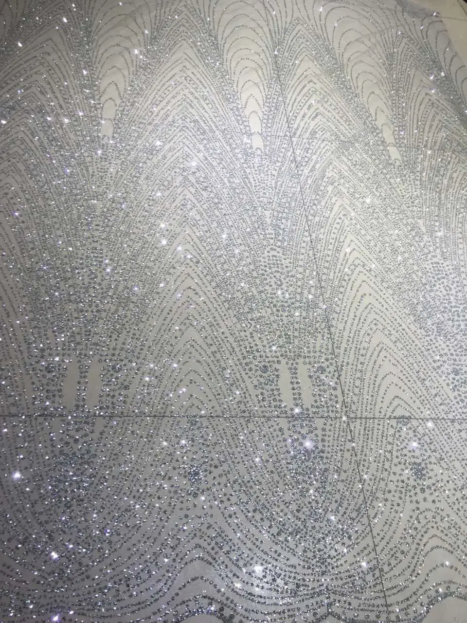 

pretty glued glitter Embroidery African Nigerian Guipure Lace Fabric David-004 with glitter