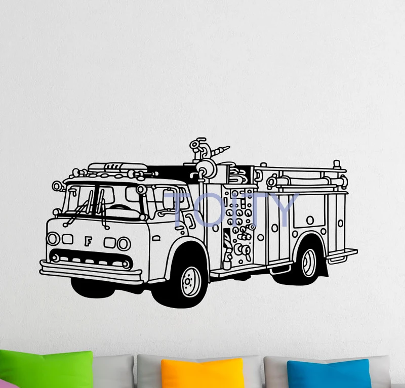 Fire Truck Wall Decal Firemen Vinyl Sticker Home Interior Wall Graphics