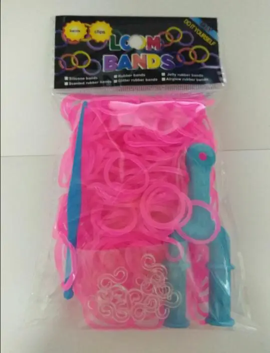 Радуга плетение прозрачная текстура красочные желе резиновый браслет детей DIY игрушка - Цвет: rose 600pcs