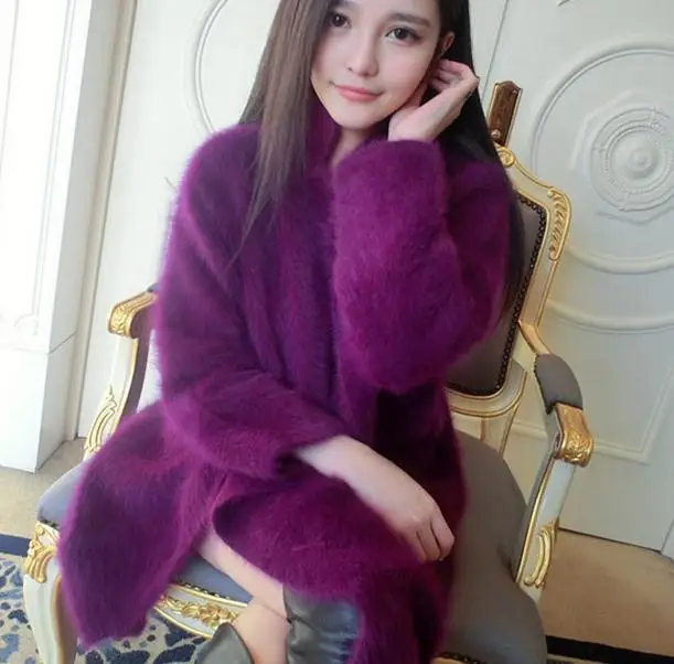 Осень и зима корейский бутик норки кашемировый кардиган свитер женское длинное пальто утолщенное JN227