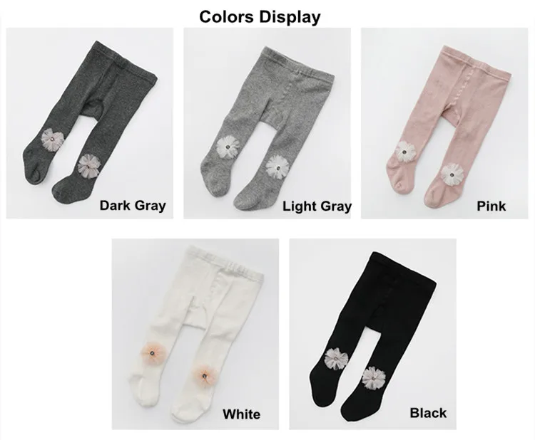 Fashionable lace flowers girls pantyhoses baby cotton dancing pantyhose girls white black gray pink pantyhose 02