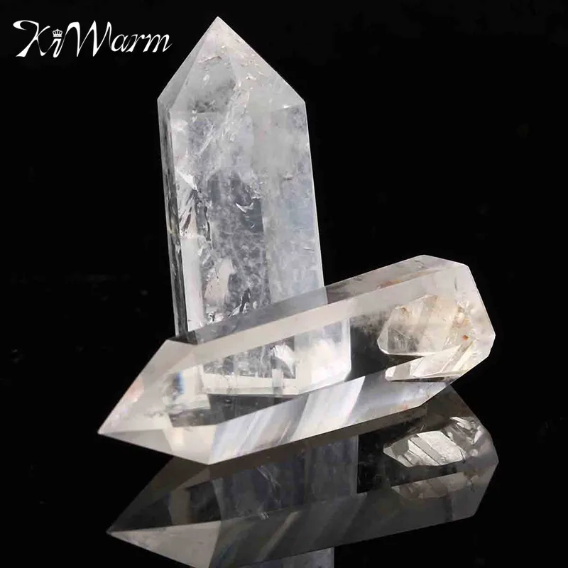

KiWarm 2Pcs Natural Clear Crystal Quartz Wand Point Healing Stones for Aquarium DIY Crafts Making Ornaments Home Decor Gift