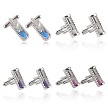 À la mode 4 couleurs sablier boutons de manchette pour hommes chemises bouton de manchette Simple temps sablier boutons de manchette bijoux mâle mariage fête cadeaux(China)
