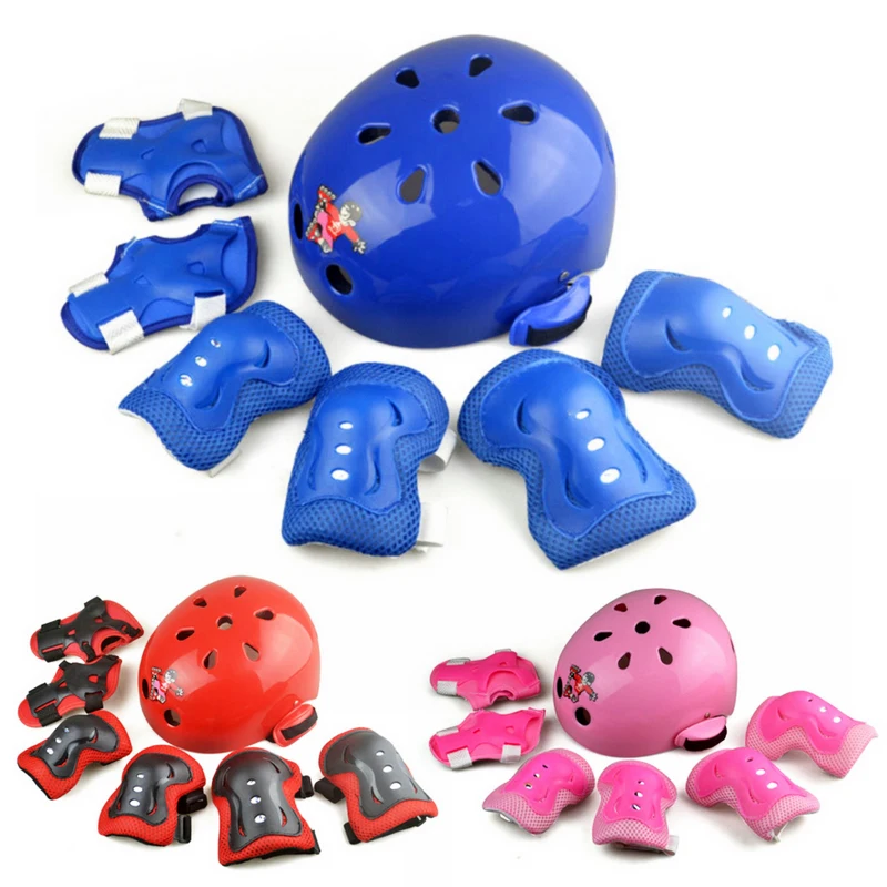 7pcs Bicycle Helmet Roller Skating Skateboard Helmet Elbow Knee Pads
