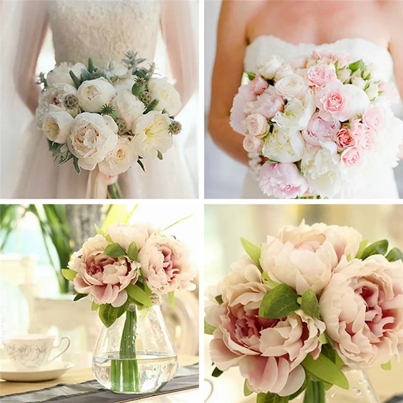 2018 5 Heads For Wedding Artificial Peony Hydrangea Flower Home Wedding Party Birthday New Year Valentines Day Floral Decor