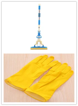 

1pc mops floor cleaning for kitchen swab with 2pairs latex gloves mop for washing floors for garbage House cleaning tool