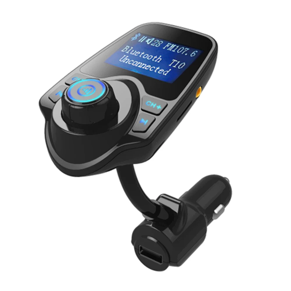 T10 Bluetooth Car Kit FM Transmitter Stereo Hands free TF Card Slot AUX