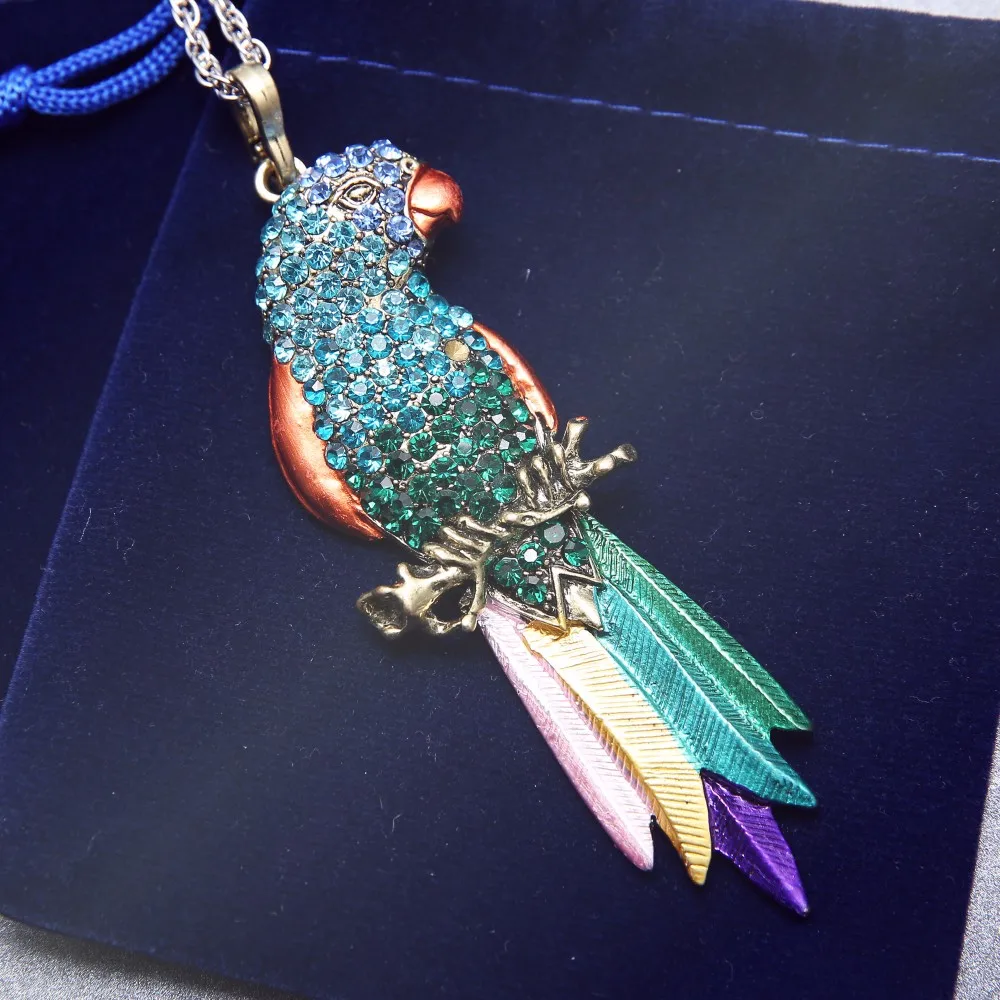 Новая птица кулон Изысканные Красочные Подвески в виде попугаев ожерелье s модное ожерелье s для женщин длинные ювелирные изделия, украшение на свитер, ожерелье