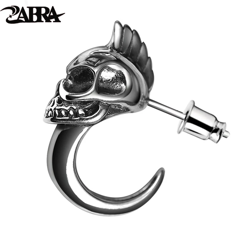 Zabra 925 Sterling Silver Skull Stud Mens Earrings Vintage Black Zabra 925 Sterling Silver Skull Stud Mens Earrings Vintage Black Earring Men Punk Skeleton Studs For Biker Jewelry 1pcs In From