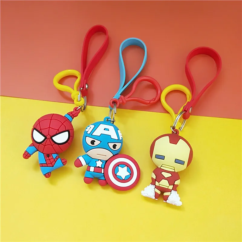 3D мультфильм фигурка ПВХ Marvel Мстители брелок милый супергерой Бэтмен Человек