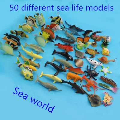 

50 pcs Small Size Sea Life Model Toys PVC 4-7cm Pool Fish Toy Early Education Marine Animals Figure Set Great Gift For Children