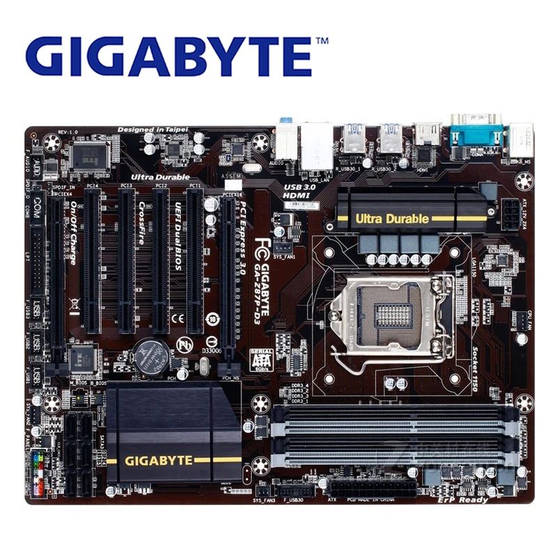 Материнская плата Gigabyte GA-Z87P-D3 б/у 1150 Z87 DDR3 USB3.0 32 ГБ SATA III Z87P D3 десктопная материнская