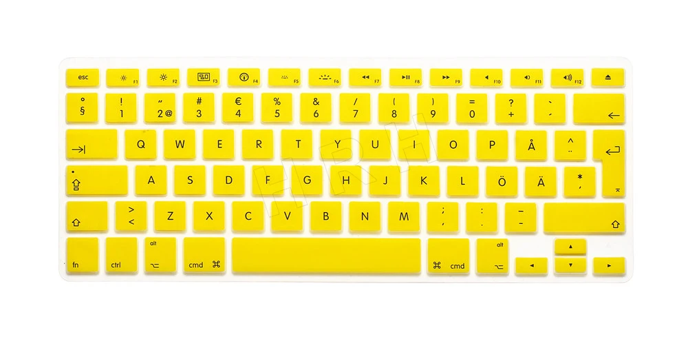 HRH 100 шт ультра-тонкий шведский силиконовый гелевый Чехол для клавиатуры ЕС/Великобритании Защитная пленка для MacBook Air Pro retina 13 15 17 - Цвет: Yellow