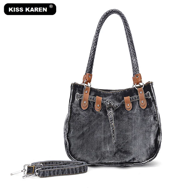 Kiss Karen Vintage Fashion Washed Denim Bags Jeans Womens Bag Luxury Kiss Karen Vintage Fashion Washed Denim Bags Jeans Womens Bag Luxury Tote Women S Shoulder