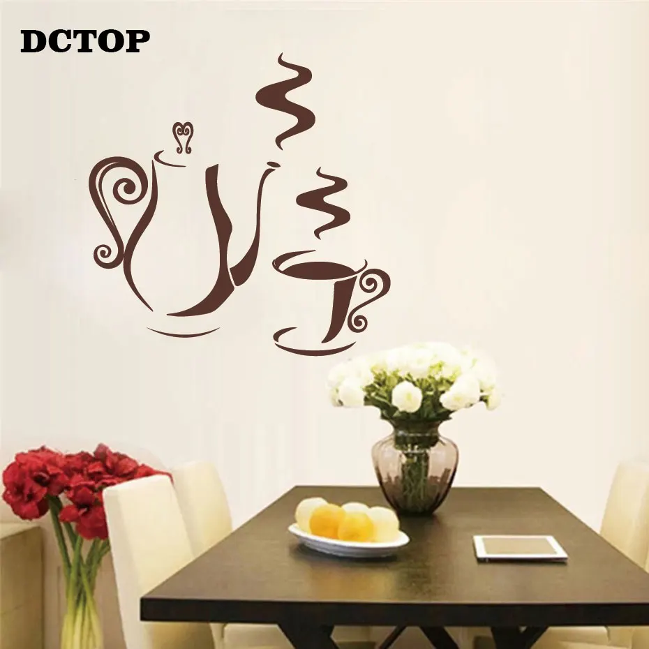Fragrant Coffee Pot Cup Wall Sticker Kitchen Dining Room Decals For Coffee Shop Store Vinyls DIY Wall Art Home Decorative Mural (7)