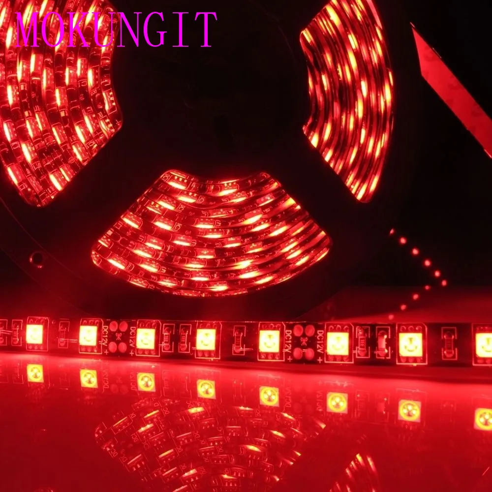 Mokungit 50M 60 pcs/m 300 LEDs 5050 SMD red color LED Flexible Strip ribbon Light DC12V Not Waterproof for Home Garden | Лампы и
