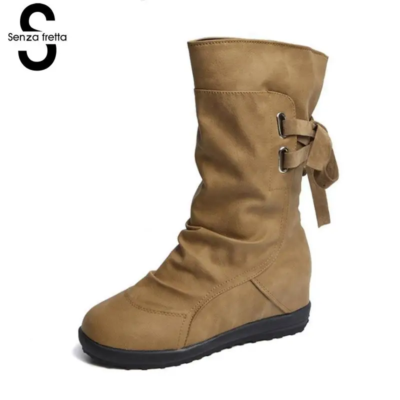 

Senza Fretta Winter Thigh High Boots High Women Snow Boots Plush Warm Shoes Plus Size Easy Wear Girl Shoes Female Hot Boots