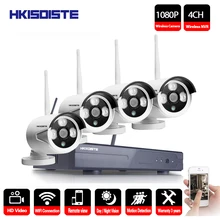 4CH 1080 P Беспроводной NVR CCTV Системы комплект P2P 4 шт. WI-FI IP Камера открытый 2.0MP Водонепроницаемый безопасности комплект видеонаблюдения