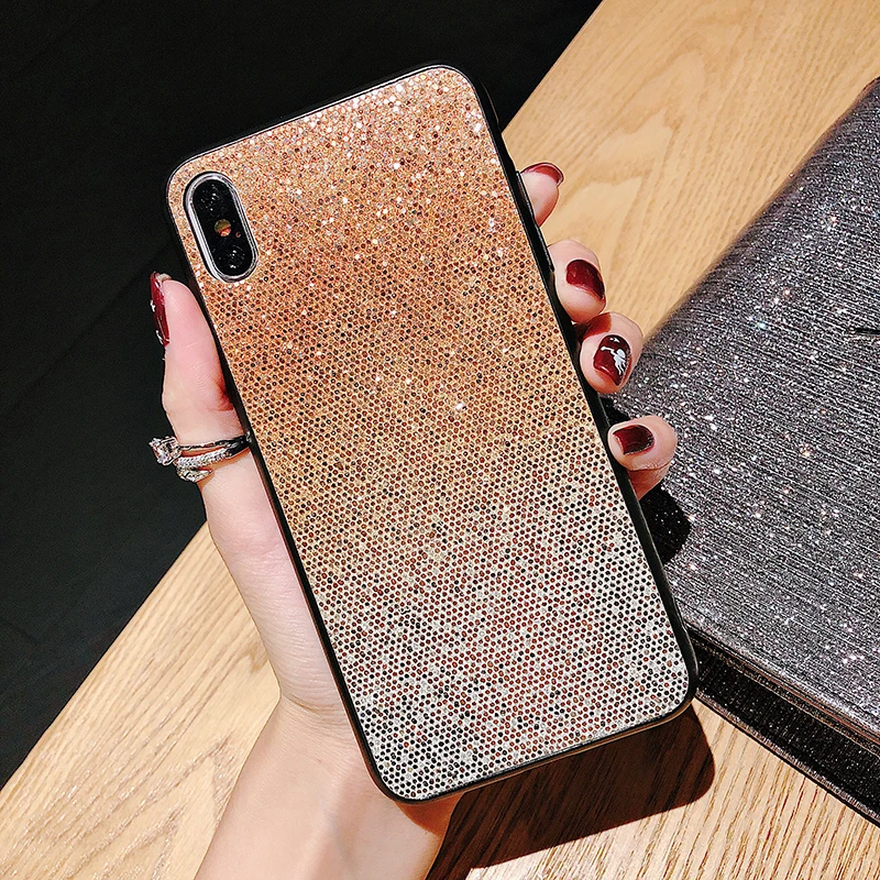 Case For iPhone X Xr Xs Max Cover Korean Glitter Gradient  (6)