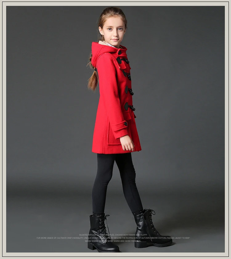 BAYALI зимние пальто для девочек Детская шерстяная одежда с капюшоном Двойной Брестед Длинные Стиль классический ретро пальто Высокое качество