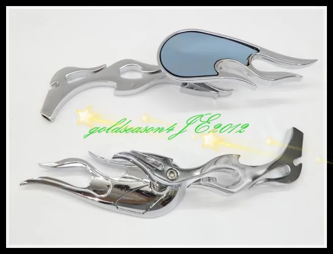 Best Chrome Flame Side Rearview Mirror for Motorcycle Cruiser Chopper Touring Custom Bike