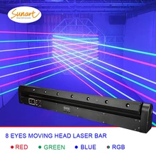 Free shipping 8 eyes RGB stage effect laser bar beam lighting for dj disco moving head projector wash spot dmx control light free shipping 4 heads 60w led mini beam moving head light professional stage dj lighting dmx controller disco projector lasers