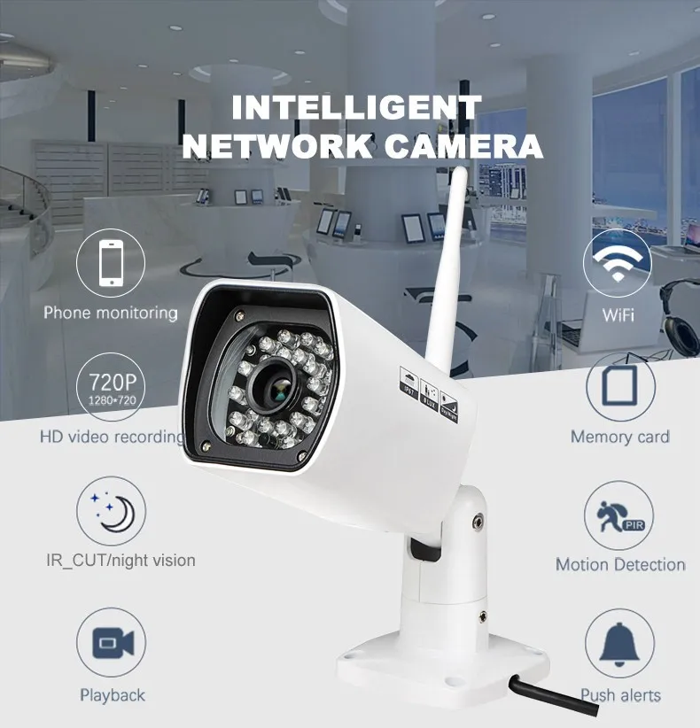 Das Jaca 64 Гб Беспроводная ip-камера 1,0 Мега 720 P HD инфракрасная камера ночного видения наружного наблюдения CCTV камера безопасности инфракрасная