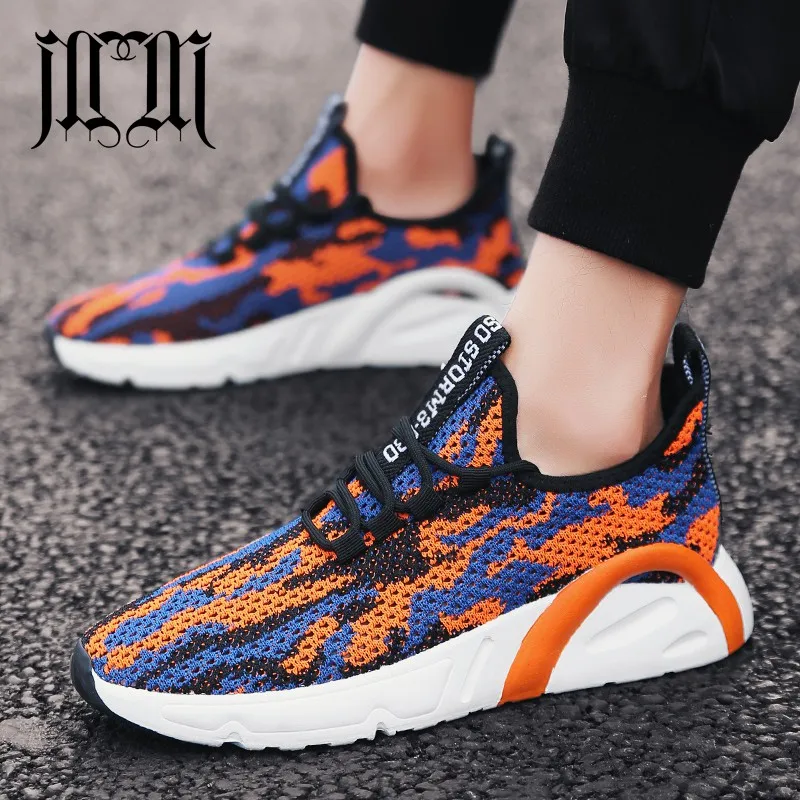

MUMUELI Black Red Blue Orange Fashion Knit Brand Men Shoes Designer 2019 High Quality Luxury Breathable Casual Sneakers L-N600