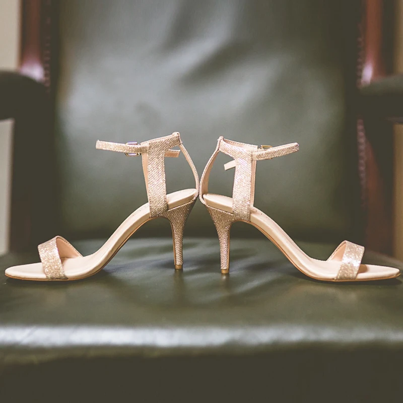 glitter sandals low heel