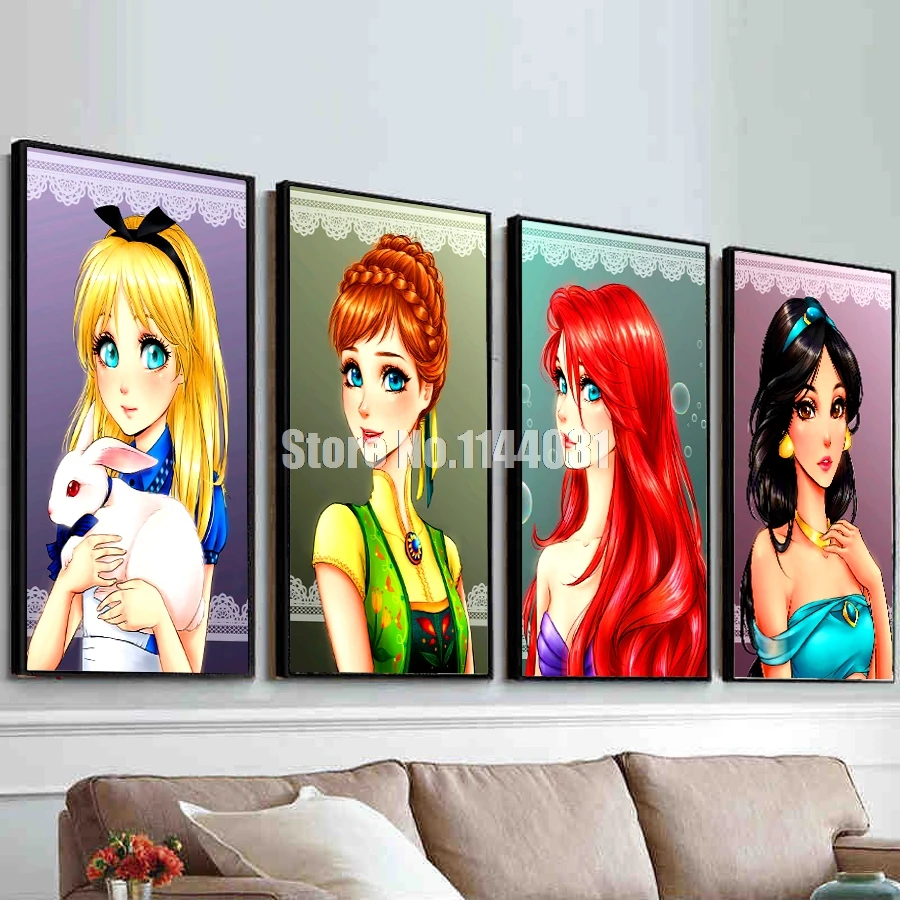 

5D DIY Diamond Painting Princesses Manga Full Diamond Embroidery Mosaic Cross Stitch Handicrafts Home Decoration Cartoon Girl