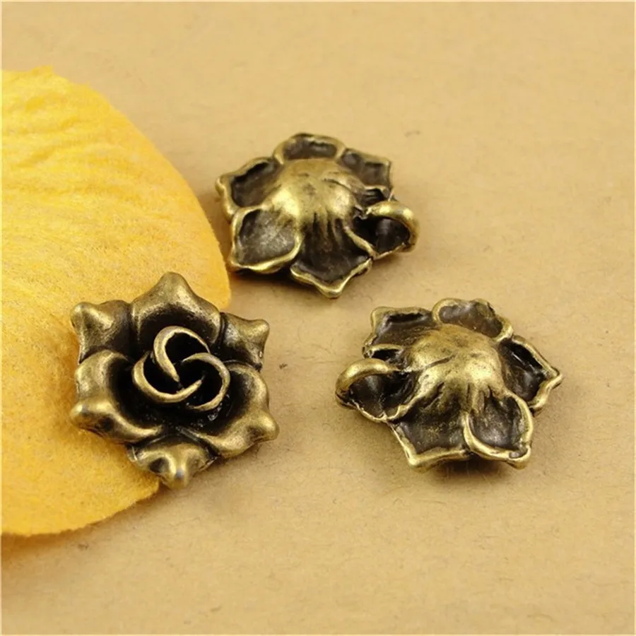17MM Vintage Metal Zinc Alloy Flower Pendant Antique Bronze Plated