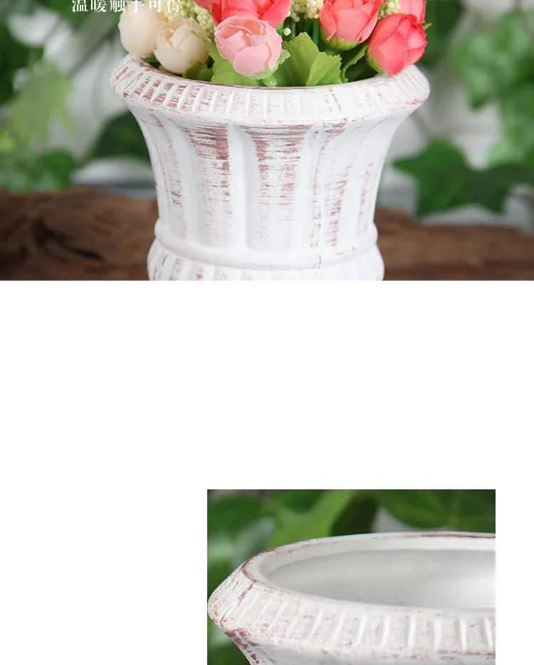 Европейский ретро Римский узор белый цветочный горшок глина трофей горшок высокая нога мясистый цветочный горшок фарфоровый цветочный горшок