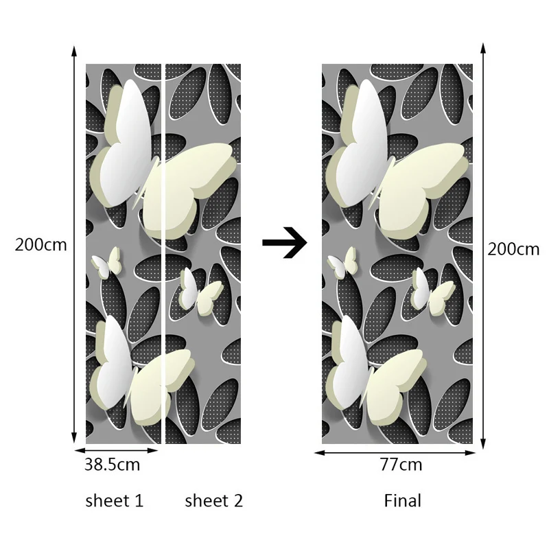 Modern Simple Abstract Stereoscopic Butterfly Living Room Bedroom Door Mural PVC Waterproof Self-adhesive Wallpaper Sticker 3D images - 6