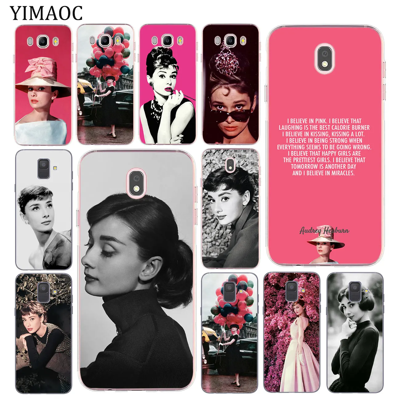 

YIMAOC Audrey Hepburn Soft Silicone Phone Case for Samsung Galaxy A5 J5 J6 J7 2017 EU J3 2016 A9 A8 A7 A6 Plus 2018 Cover