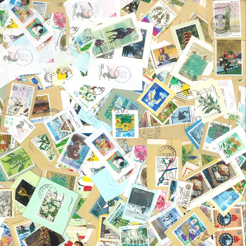 Lot 200g Japan Country Asia Original Stamps with with Postage Mark Good
