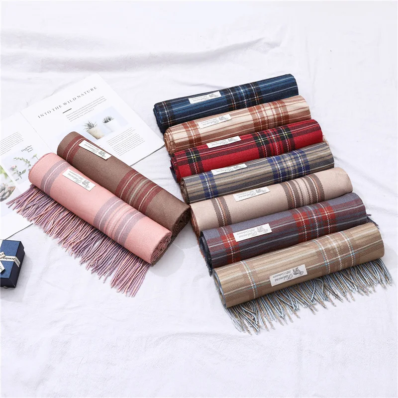 

LaMaxPa 2018 New Fashion Winter Warm Plaid Scarf For Women/Lady Double Sides Wool Pashmina Shawl Long Cashmere Female Wraps Cape