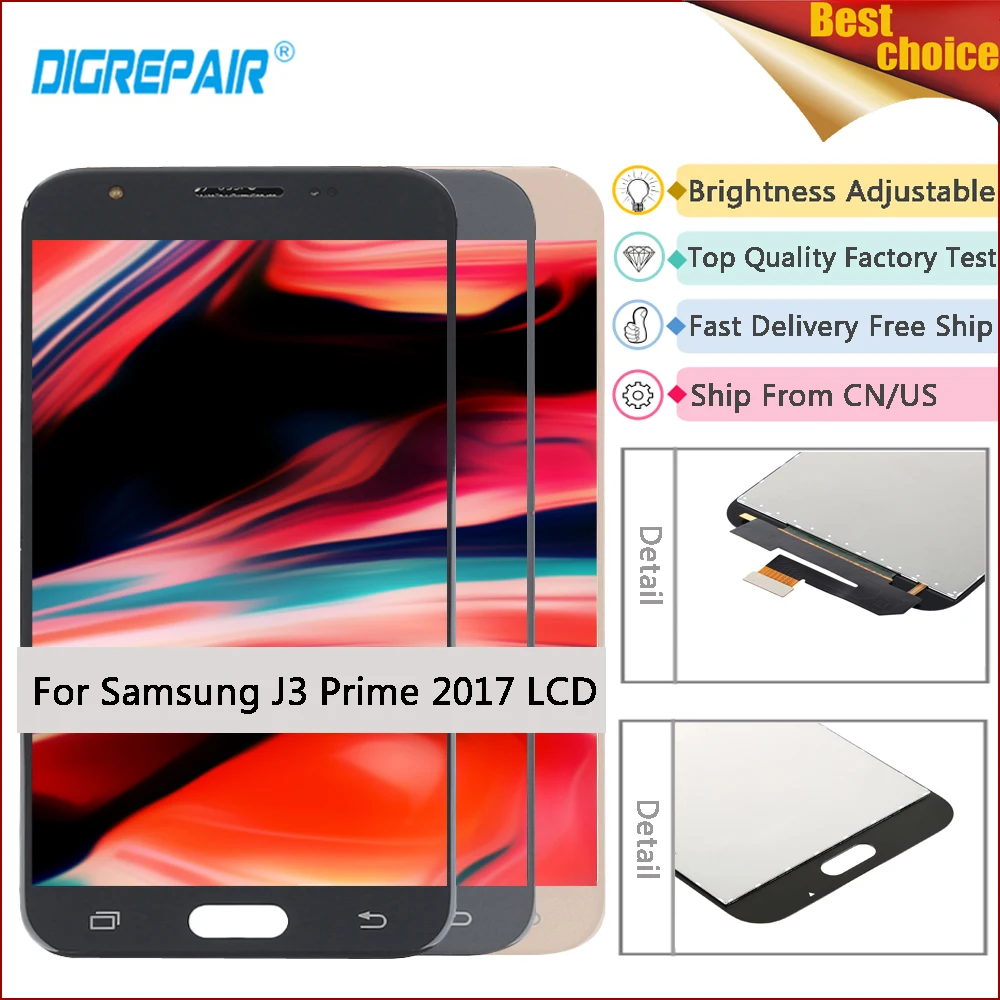 

For Samsung Galaxy J3 Prime 2017 J327 LCD Display Touch Screen Digitizer Assembly Parts J3 prime lcd For samsung j3 2017 display