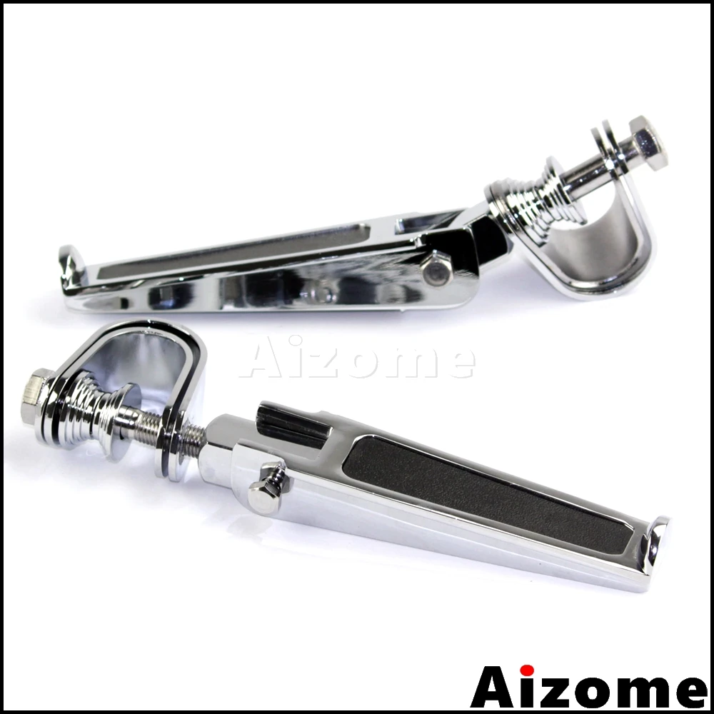 Motorcycle Chrome Footrests Footrest U Clamp 1" to 1 1/4" Crash Bar Foot Rest For Harley Honda