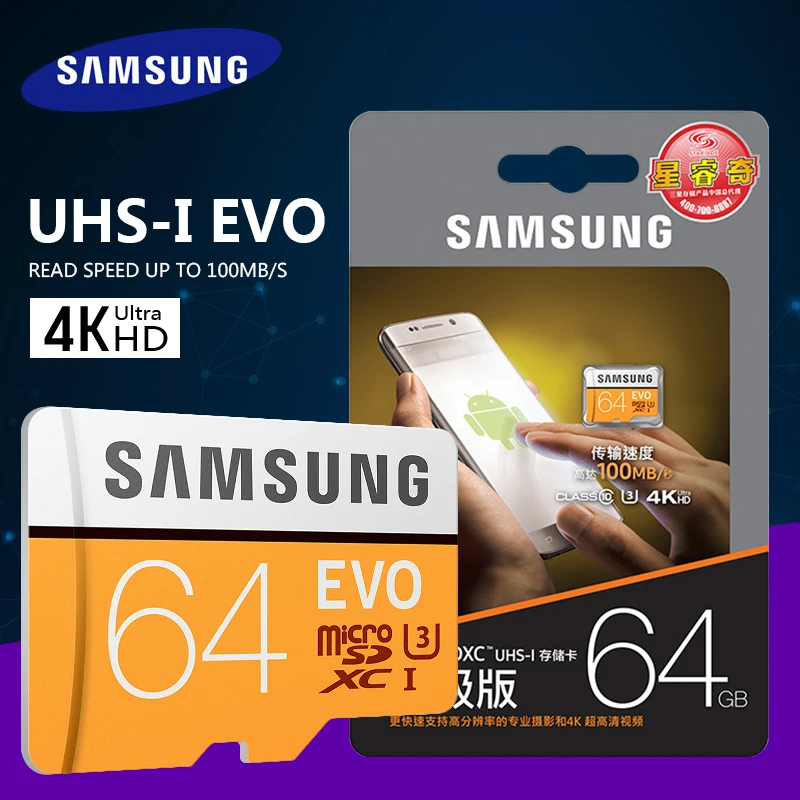 Карта памяти SAMSUNG 16 ГБ 32 Micro SD 64 Гб 128 SDHC SDXC класс EVO 10 C10 4K флеш накопитель Microsd карта