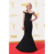 Пикантные черные сапоги вечернее платье со шлейфом Джули Боуэн платья для красной дорожки 67th премия Emmy вечерние платья с рюшами пол Длина