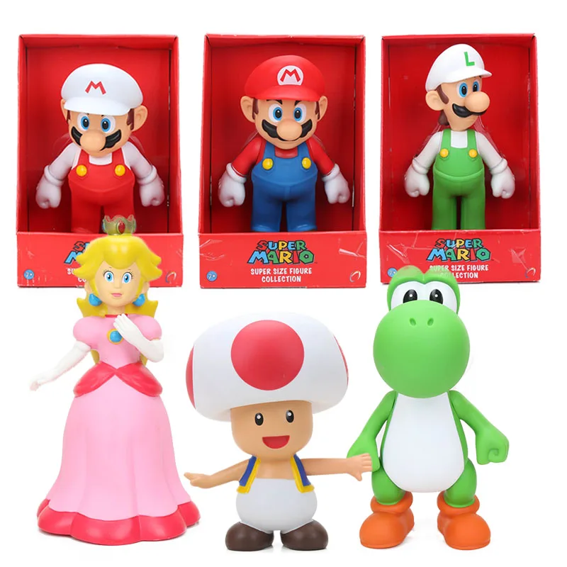 

21-24cm Super Mario Figures Toy Super Mario Bros PVC Action Figure Mario Luigi Yoshi Peach Odyssey Mario Maker Model Dolls Toys