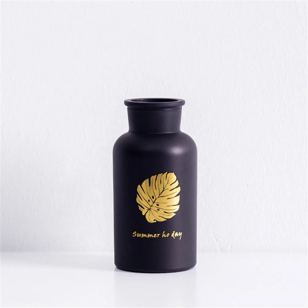 Стеклянная черная ваза в скандинавском стиле, шикарная настольная банка для хранения цветов, скандинавский свежий белый декор, бутылка для цветов, модный элегантный контейнер - Цвет: 3