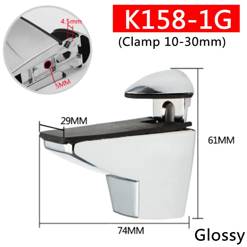 1 пара K158-1G стеклянные длинные рот платформа стиль стеклянные зажимы хромированные готовые цинковые полки из сплава Поддержка кронштейн для 10 до 30 мм
