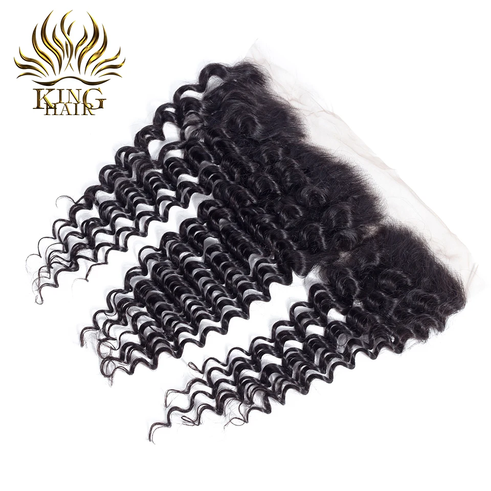King Brazilian Deep Wave 13*4 Ear to Ear Lace Frontal Closure Free Part 100% Remy Human Hair Extensions 10-20 Inch Lace Closure