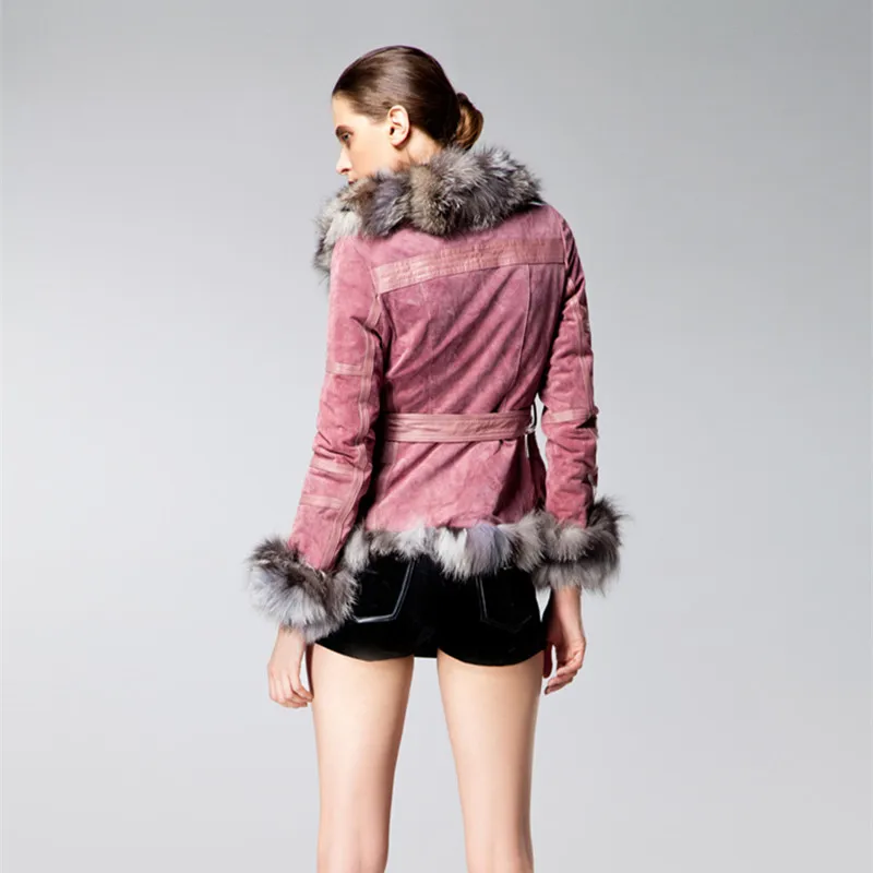 Echarpes Femmes Col Outwear As Sexy Mode Zy81048 Avec Réel as Fourrure Cuir En Picture Filles Dames Picture Veste Fox De Slim AvO66gp