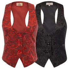 Las mujeres traje de chaleco Chaleco de Steampunk de la vendimia chaqueta de esmoquin de corte Slim trabajo Gilet fiesta Formal de noche Club Hotel Tops señora nueva ropa