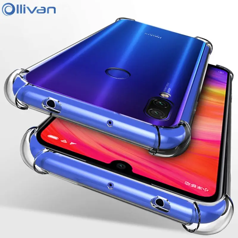 ShockProof Cases For Xiaomi Redmi Note 7 Case Clear Silicone Soft Cover For Xiomi Redmi Note 6 Pro Note 7 Note6 Coque With Glass